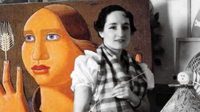 Maruja Mallo, ante a súa obra 'La sorpresa del trigo' Maruja Mallo, ante a súa obra 'La sorpresa del trigo'