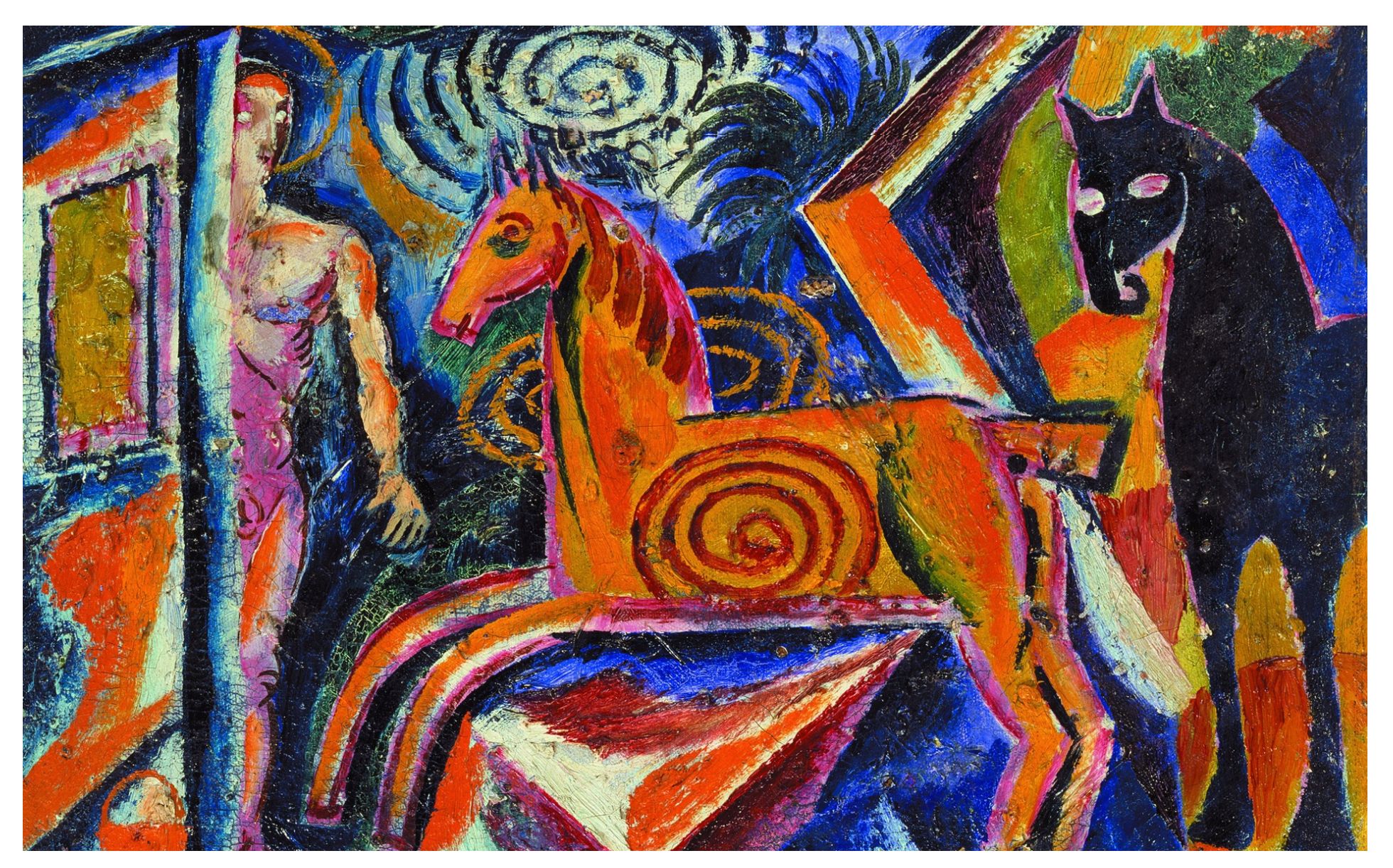 Davyd Burliuk (1882 1967), Carrusel , 1921 (detalle). Óleo sobre lienzo. 33 x 45,5 cm. Museo Nacional de Arte de Ucrania