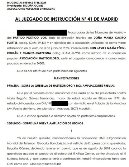 Ampliación de la denuncia Ampliación de la denuncia
