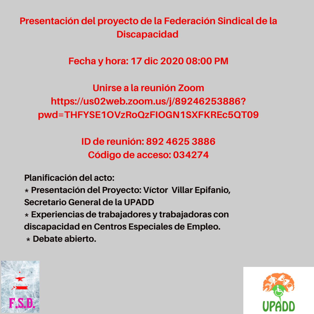 Planificación del acto Presentación del Proyecto Víctor Villar Epifanio Secretario General de la UPADD.