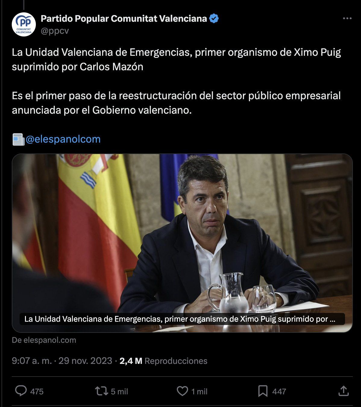 Hace justo un año anunciaban ORGULLOSOS el cierre de la Unidad Valenciana de Emergencias. Hoy todos pagan su irresponsabilidad de entonces. Dimisiones ya. Hace justo un año anunciaban ORGULLOSOS el cierre de la Unidad Valenciana de Emergencias. Hoy todos pagan su irresponsabilidad de entonces. Dimisiones ya.