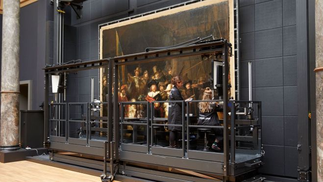 Restauración de "La ronda de noche", Foto de : Rijksmuseum/Henk Wildschut Restauración de "La ronda de noche", Foto de : Rijksmuseum/Henk Wildschut
