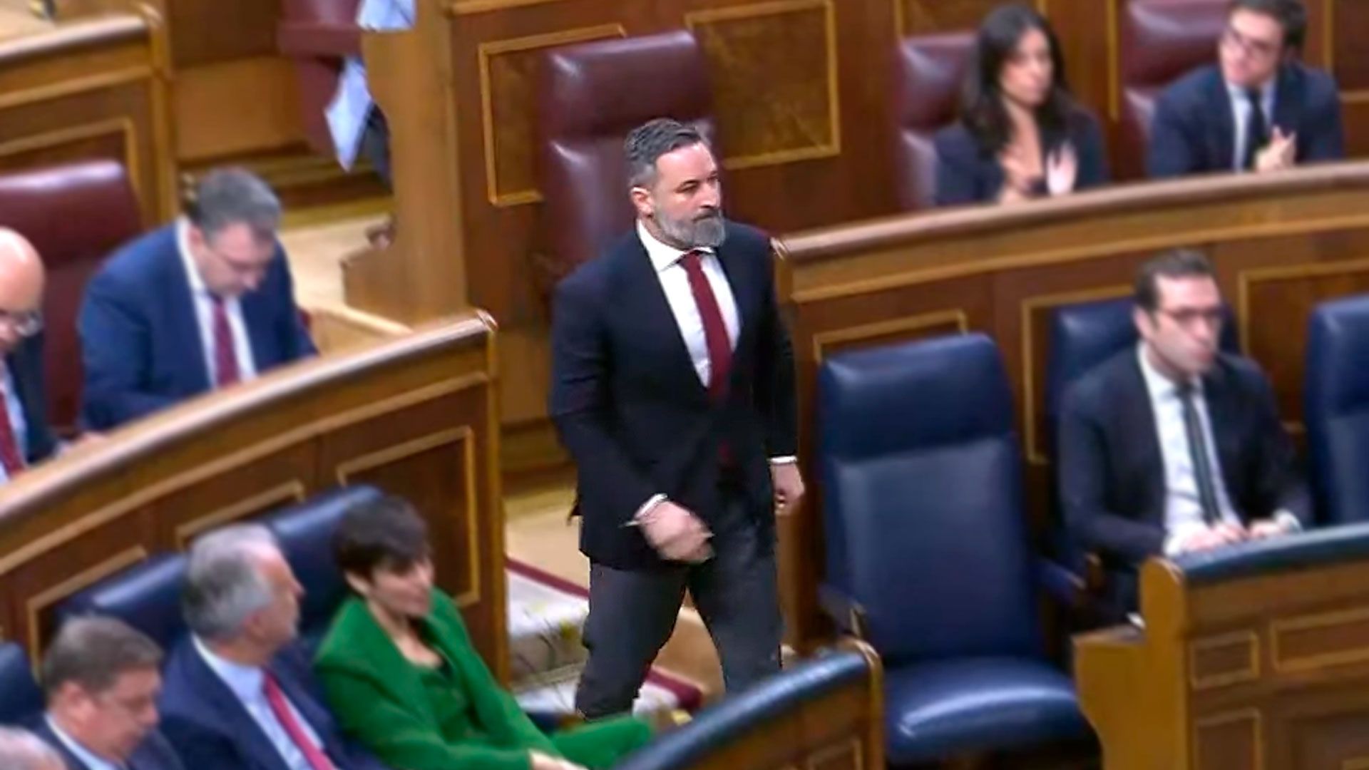 El líder de Vox, Santiago Abascal, durante su intervención en el pleno