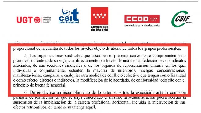 Convenio colectivo de la Comunidad de Madrid con el polémico artículo Convenio colectivo de la Comunidad de Madrid con el polémico artículo