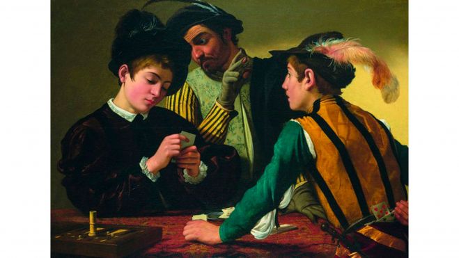 Caravaggio, I Bari, 1595 c.a., óleo sobre lienzo, 130.9 x 94,2 cm, Museo de Arte Kimbell, Fort Worth (USA) Créditos: Museo de Arte Kimbell, Fort Worth, Texas