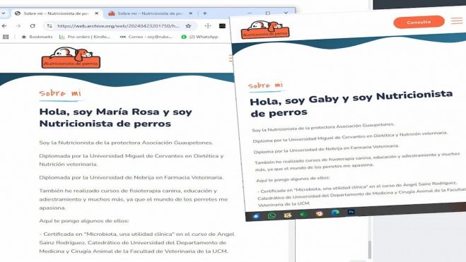 Los títulos que dice ostentar la "veterinaria nutricionista". | Foto: FACUA Los títulos que dice ostentar la "veterinaria nutricionista". | Foto: FACUA