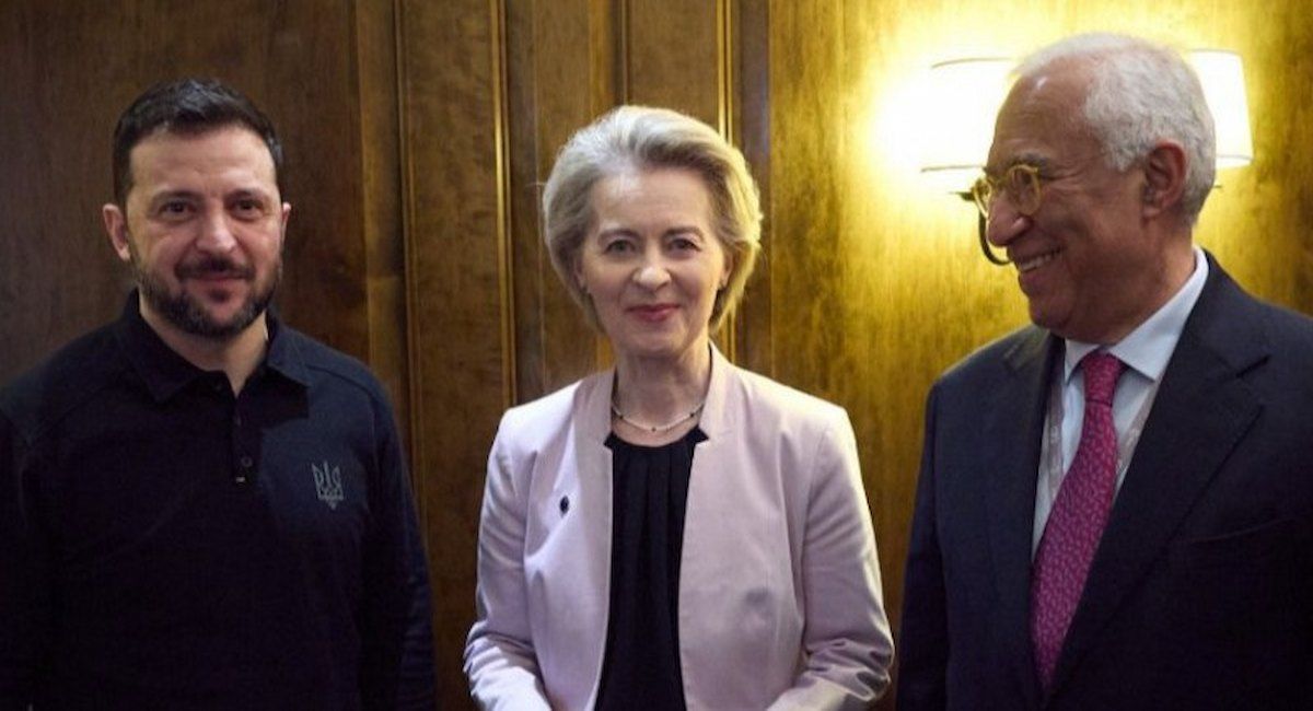 Antonio Costa junto a Ursula von der Leyen y Zelenski.
