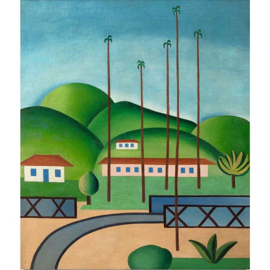 Tarsila do Amaral Palmeras (Palmeiras), 1925 Óleo sobre lienzo 87 × 74,5 cm Colección Evelyn e Ivoncy Ioschpe, en depósito en la Pinacoteca do Estado de São Paulo, São Paulo © Tarsila do Amaral Licenciamento e Empreendimentos S.A. Foto: © Sergio Guerini