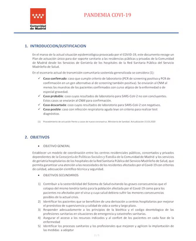 Protocolo comunidad de Madrid Covid 18/03/2020 Protocolo comunidad de Madrid Covid 18/03/2020