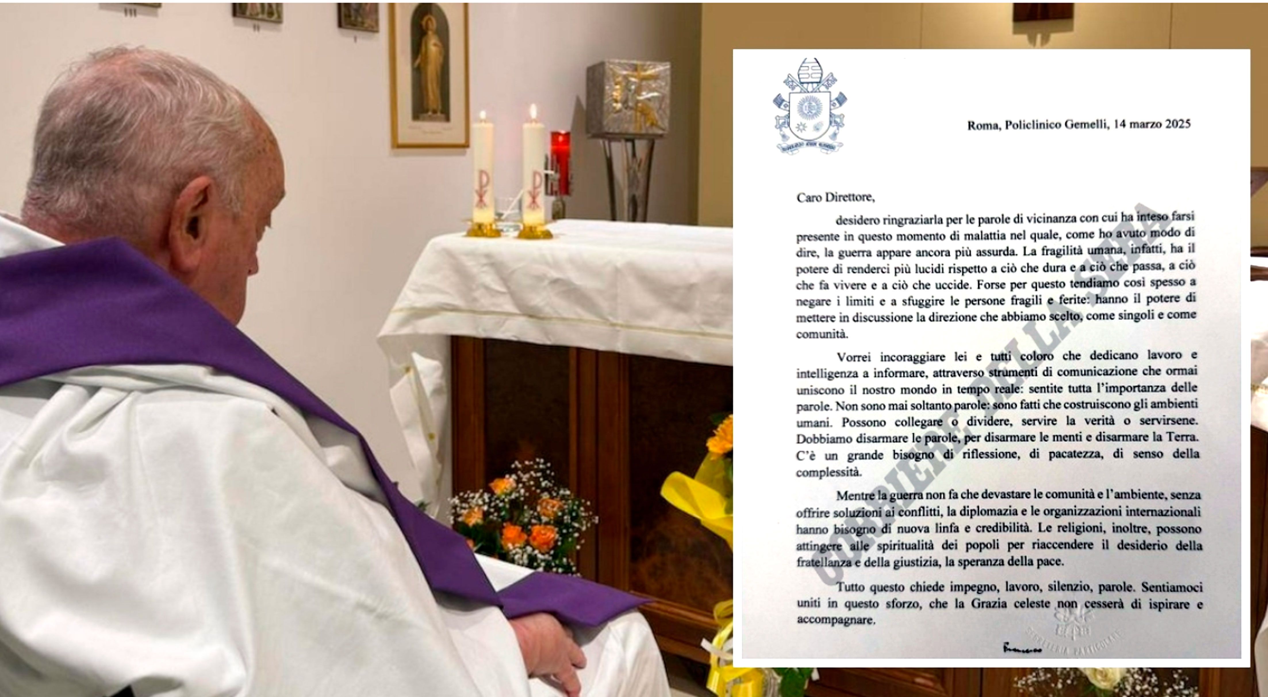 Francisco desde el hospital: una llamada urgente a la paz en tiempos de guerra