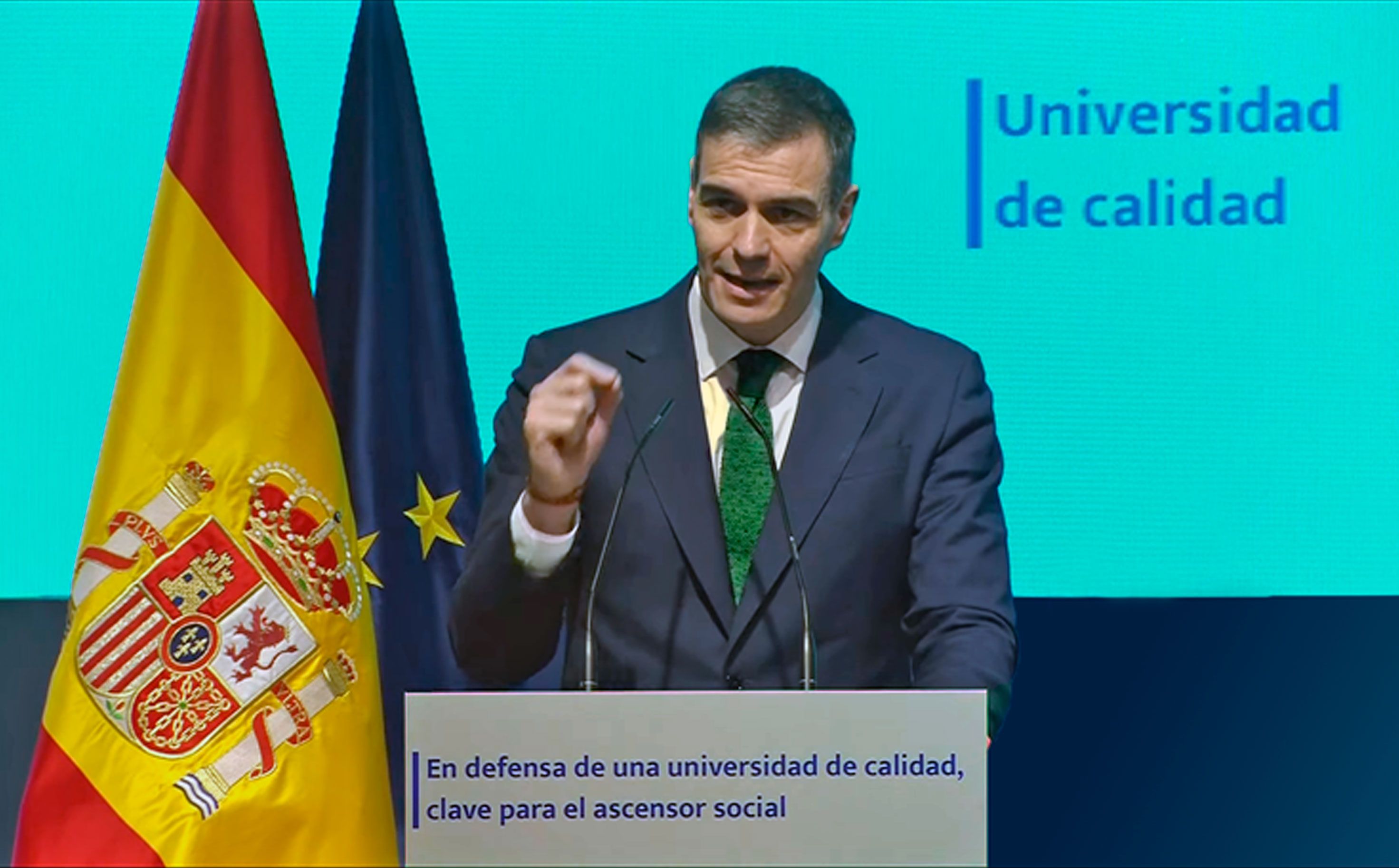 Pedro Sánchez en el acto 'En defensa de una universidad de calidad, clave para el ascensor social' 