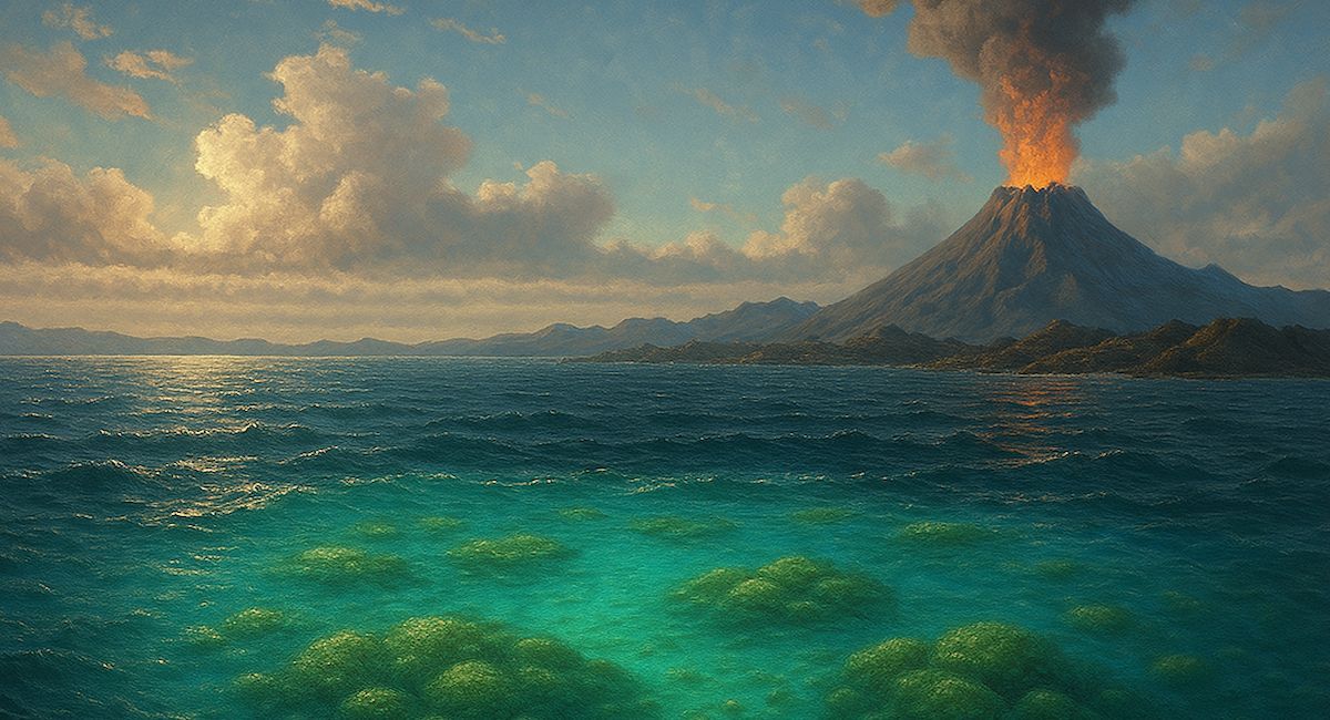 Reconstrucción creada con IA generativa de un oasis de oxígeno arcaico. | Foto: CAB /CSIC