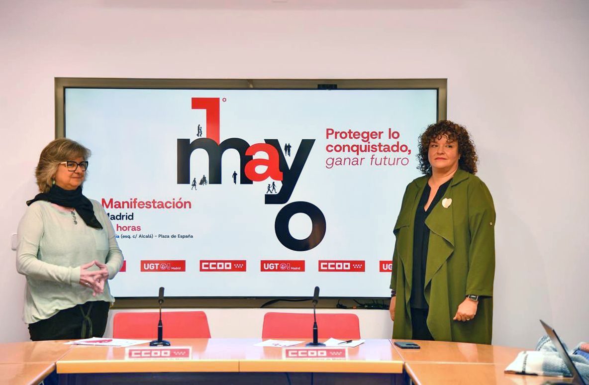Las secretarias generales de CCOO Madrid, y de UGT Madrid, Paloma López y Susana Huertas, foto Agustín Millán