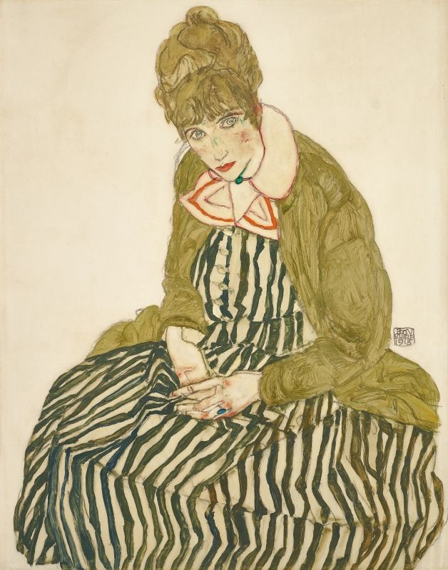 Egon Schiele, Edith Schiele in a Striped Dress, Seated, 1915 © Leopold Museum, Vienna, Photo: Leopold Museum, Vienna