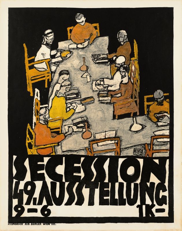 Egon Schiele, Mesa Redonda. Cartel de la «49.ª Exposición de la Secesión Vienesa», 1918 © Museo