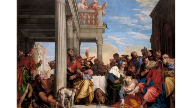 La cena en casa de SimónPaolo VeroneseÓleo sobre lienzo, 315 × 451 cmh. 1556-60Turín, Musei Reali di Torino, Galleria Sabauda