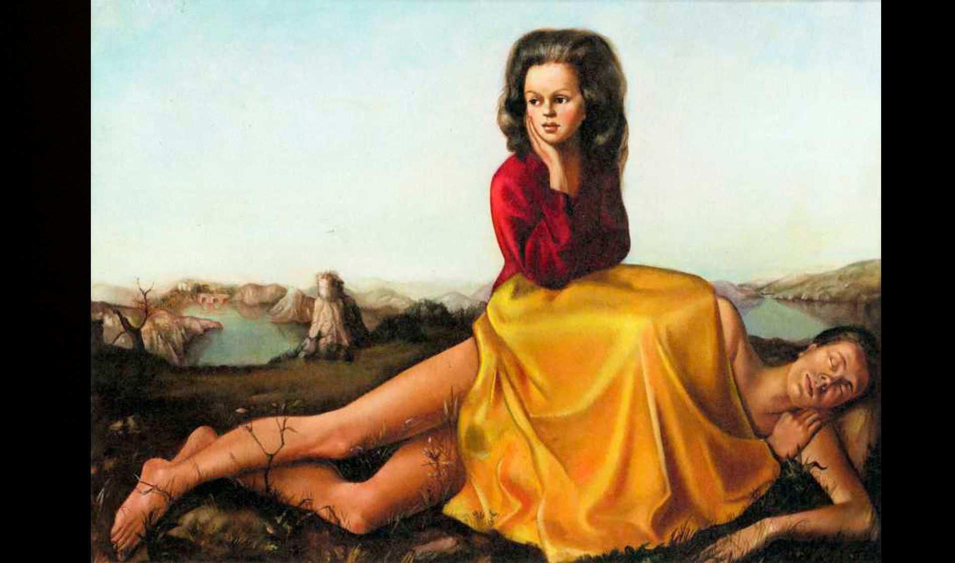 Leonor Fini, La alcoba Autorretrato con Nico Papatakis, 1941, óleo sobre tela. Cortesía  Weinstein Gallery, San Francisco