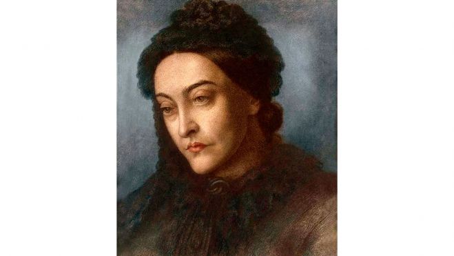 Dante Gabriel Rossetti, Retrato de Christina Rossetti , c.1864–1870. Cortesía de Wikimedia Commons