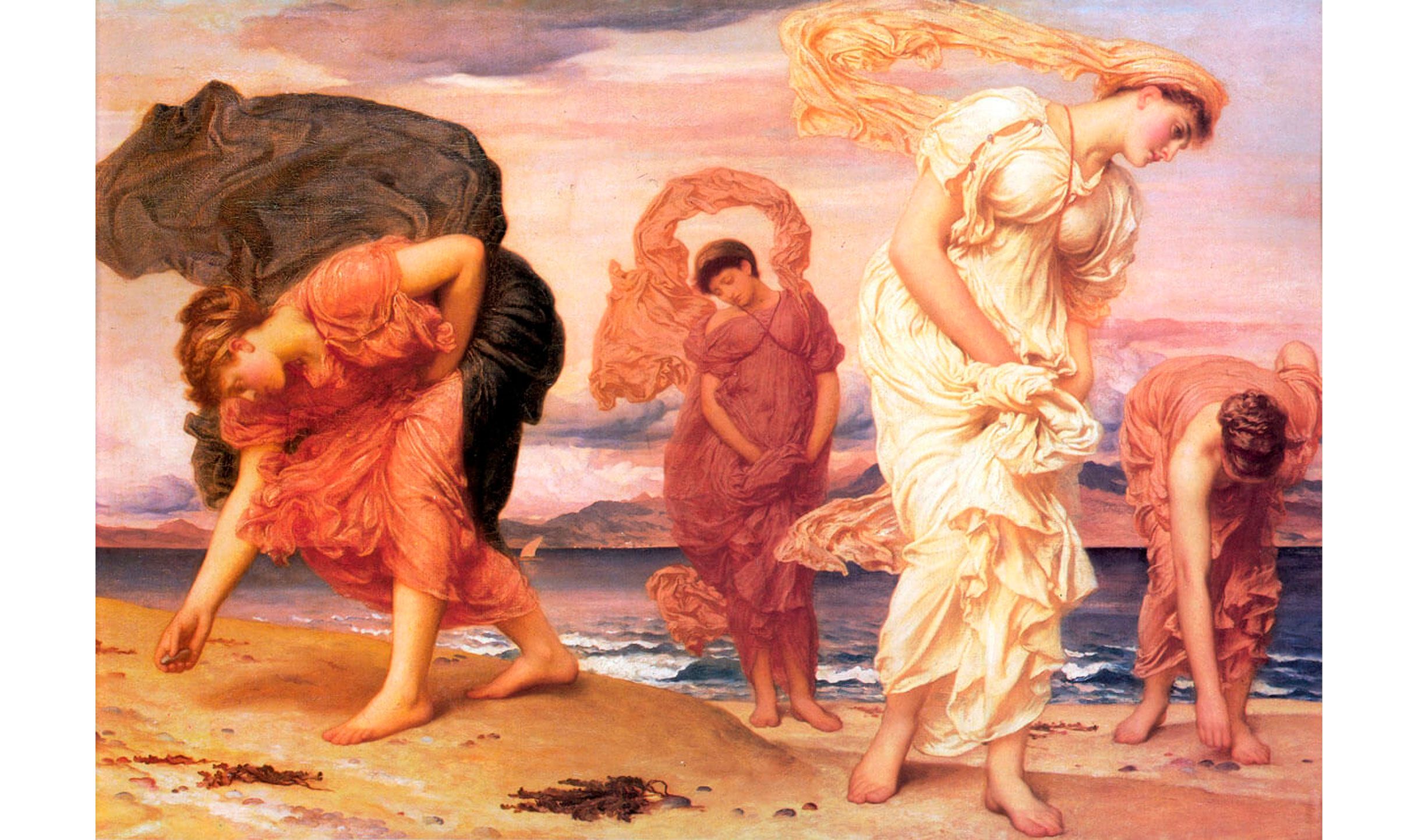 Lord Frederic Leighton, Muchachas griegas recogiendo guijarros a la orilla del mar, 1871
