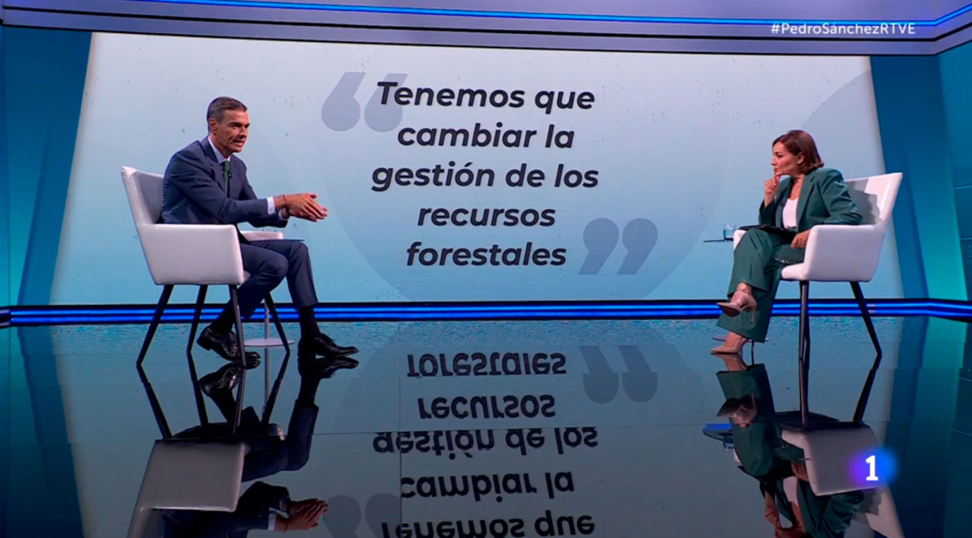 El presidente del Gobierno, Pedro Sánchez, este lunes en TVE.
