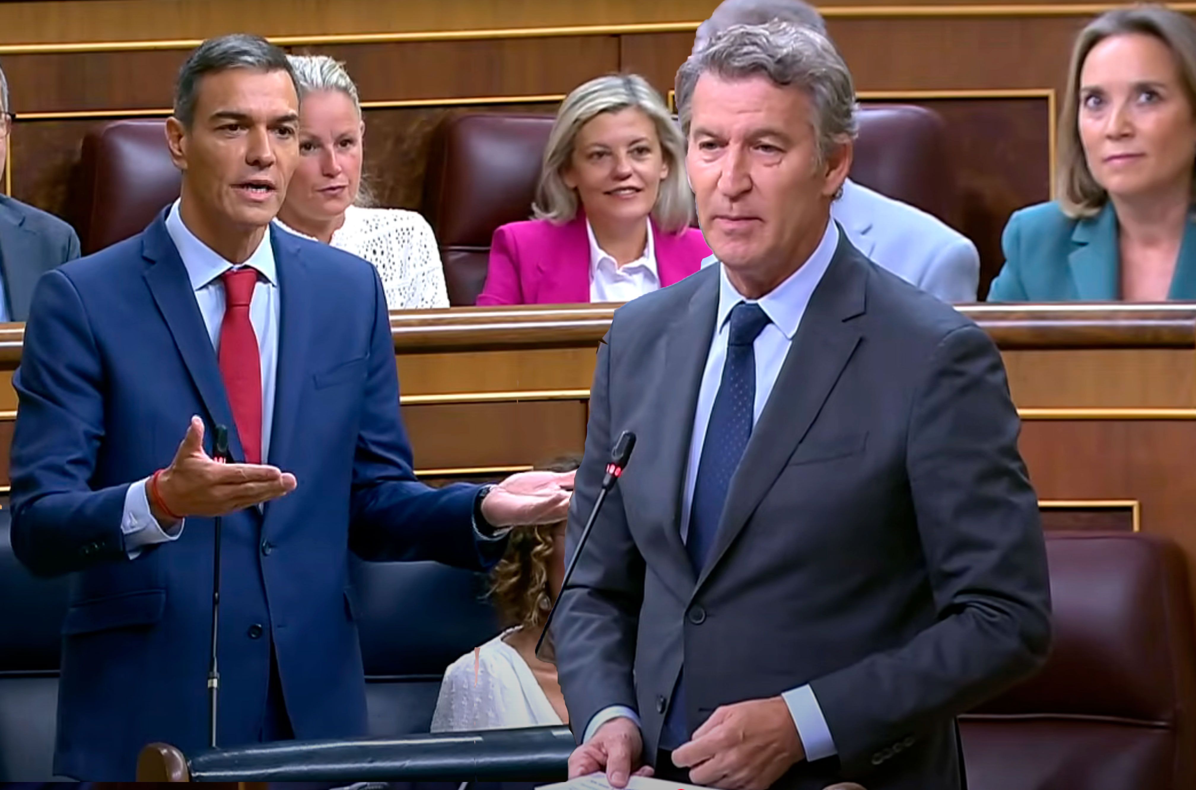 Pedro Sánchez y Alberto Núñez Feijóo en la sesión de control a Gobierno 