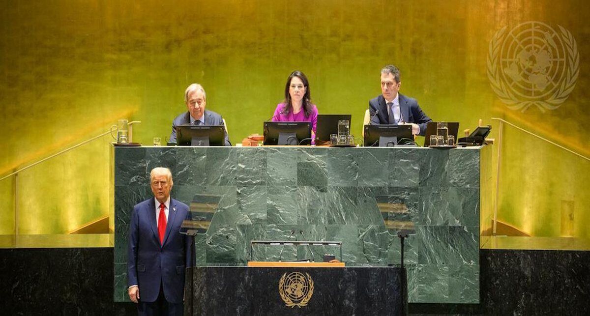 El presidente de los Estados Unidos de América se dirige al 80.º período de sesiones de la Asamblea General. | Foto: ONU/Loey Felipe