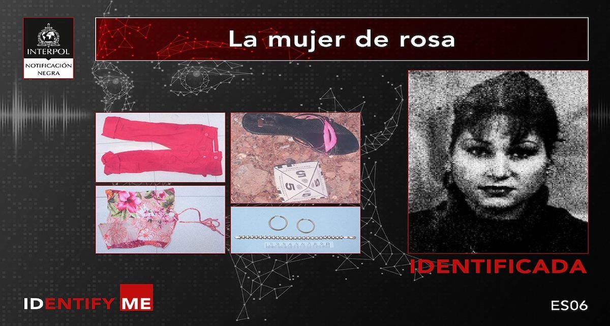 El cuerpo de “La mujer de rosa” fue hallado por un taxista el 3 de julio de 2005 en el municipio barcelonés de Viladecans. | Foto: Policía Nacional/INTERPOL