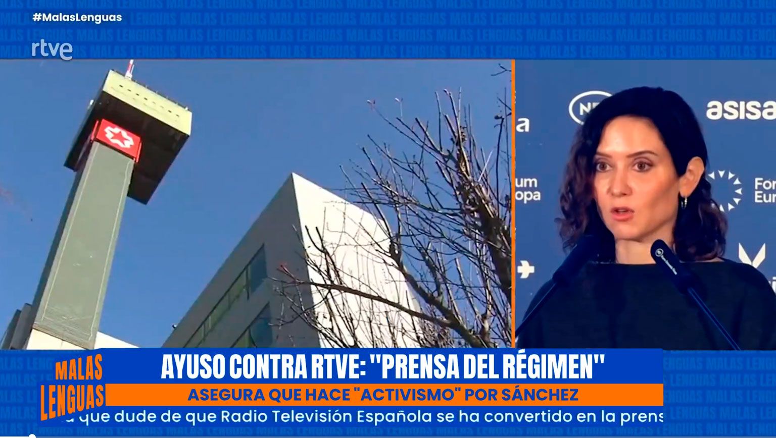 Ayuso carga contra la RTVE 