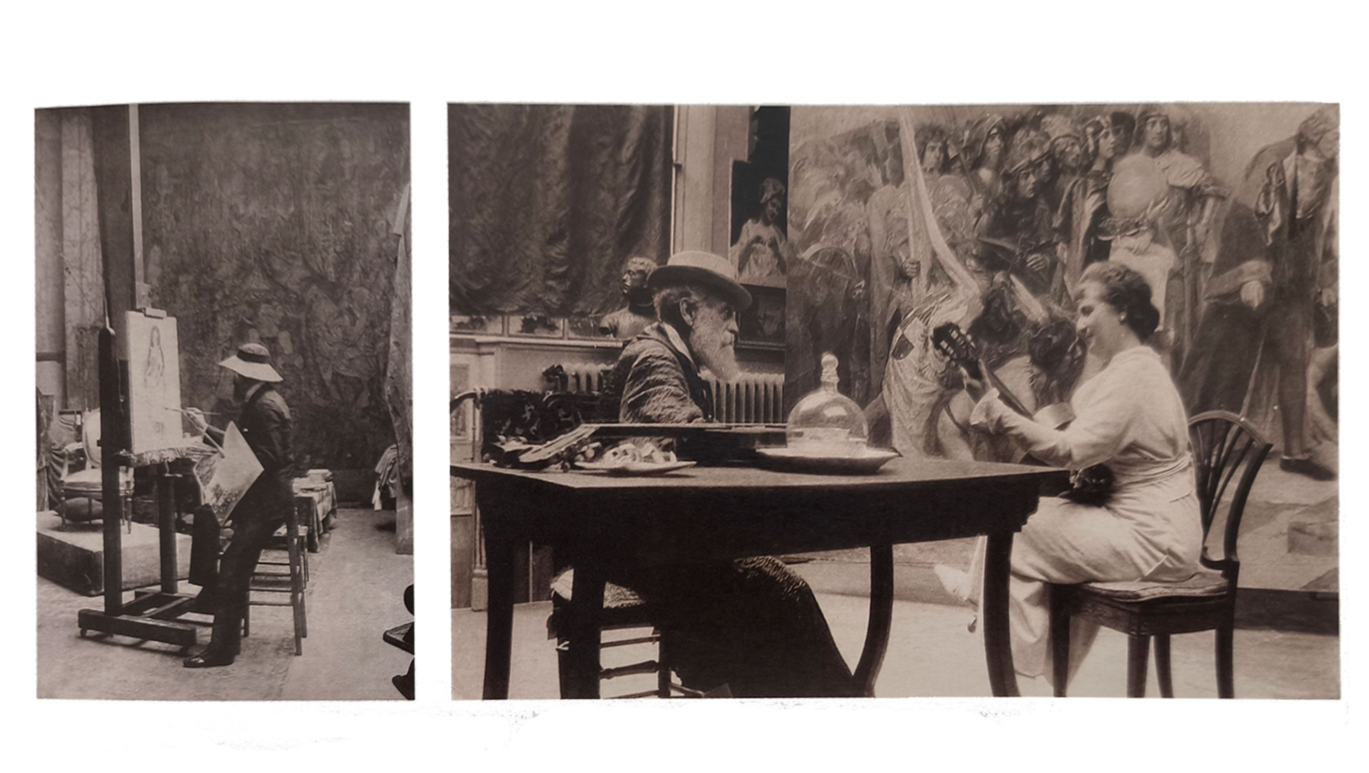 Raimundo de Madrazo en su estudio de Vesalles junto a María Hahn