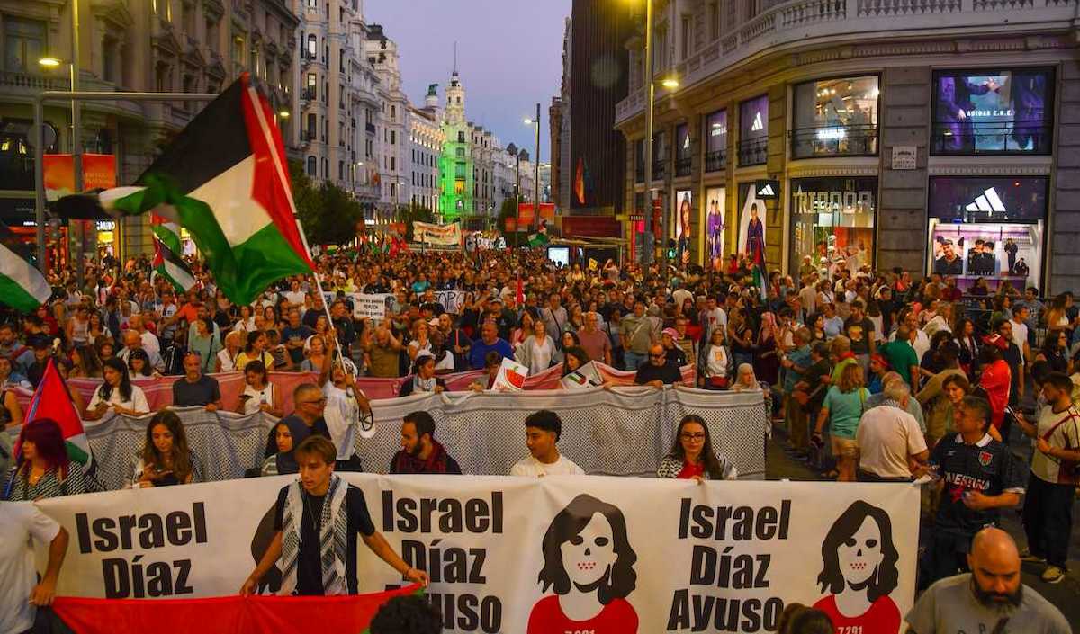 Imagen de la protesta contar el genocidio en Madrid
