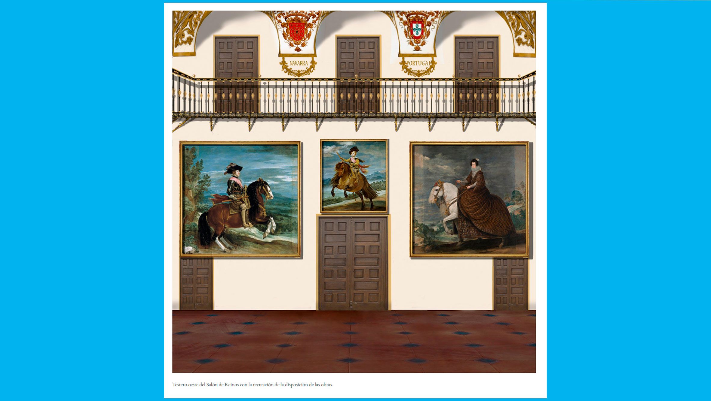 Testero oeste del Salón de Reinos con la recreación de la disposición de las obras. Reconstrucción del Museo del Prado