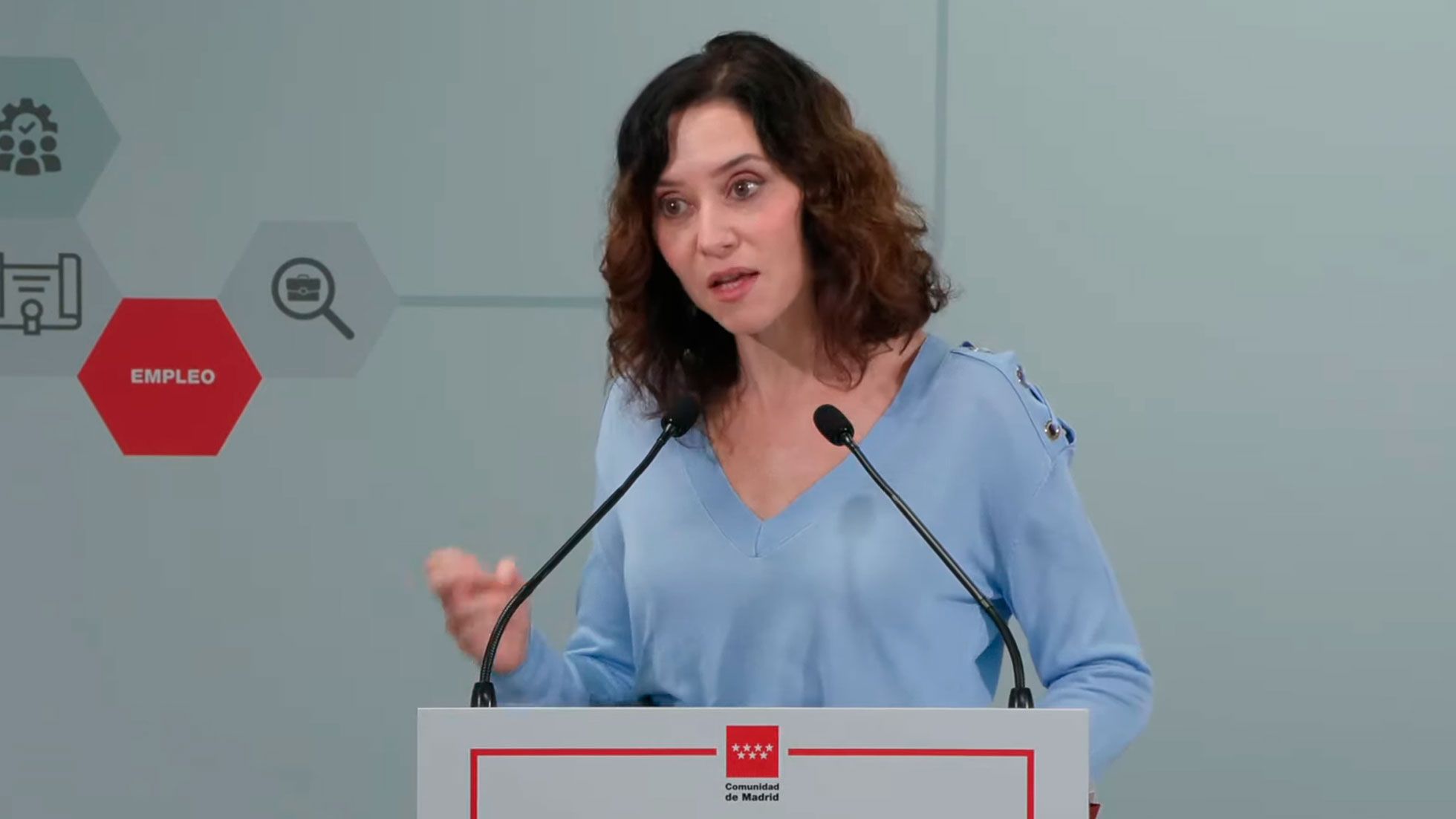 La presidenta de la Comunidad de Madrid, Isabel Díaz Ayuso, hoy, en la inauguración de la Oficina de Empleo del Barrio de la Concepción de la capital