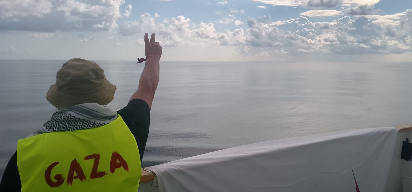 Imágen desde la cubierta del barco Conscience, cuando se dirigía a Gaza Imágen desde la cubierta del barco Conscience, cuando se dirigía a Gaza