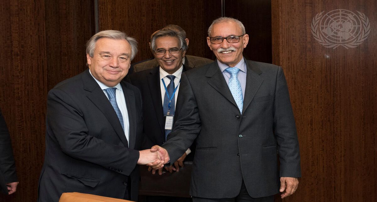 El secretario general de la ONU, António Guterres, junto al Presidente de la República Saharaui (RASD) y Secretario General del Frente POLISARIO, Brahim Ghali, en una imagen de archivo. | Foto: UN Mark Garten