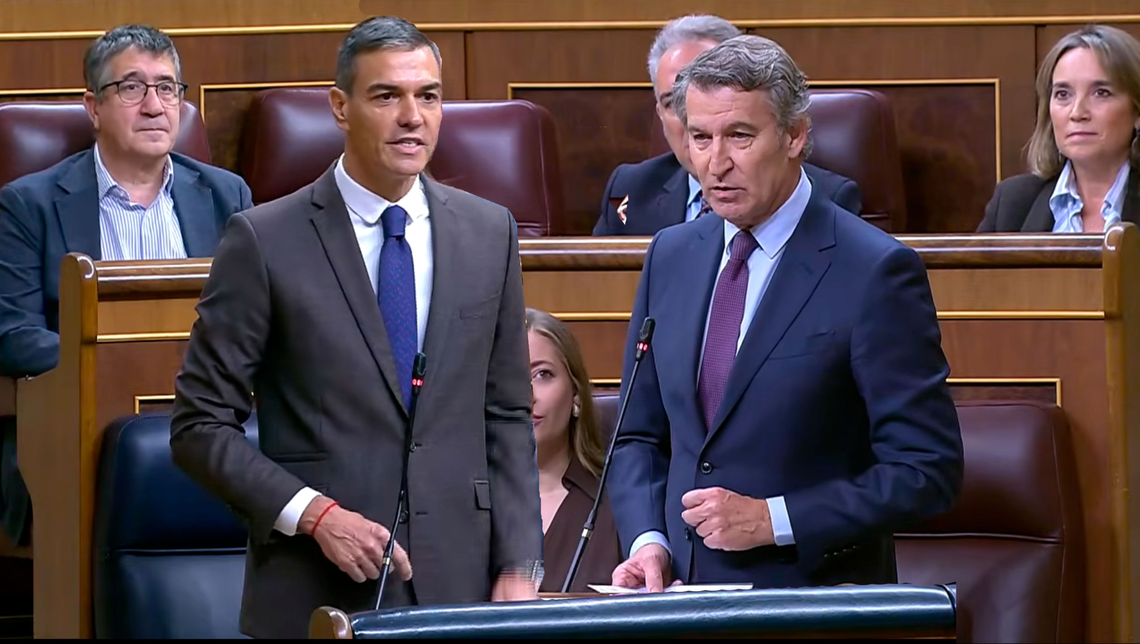 El presidente del Gobierno, Pedro Sánchez, y el líder de la oposición, Alberto Núñez Feijóo en la sesión de Control