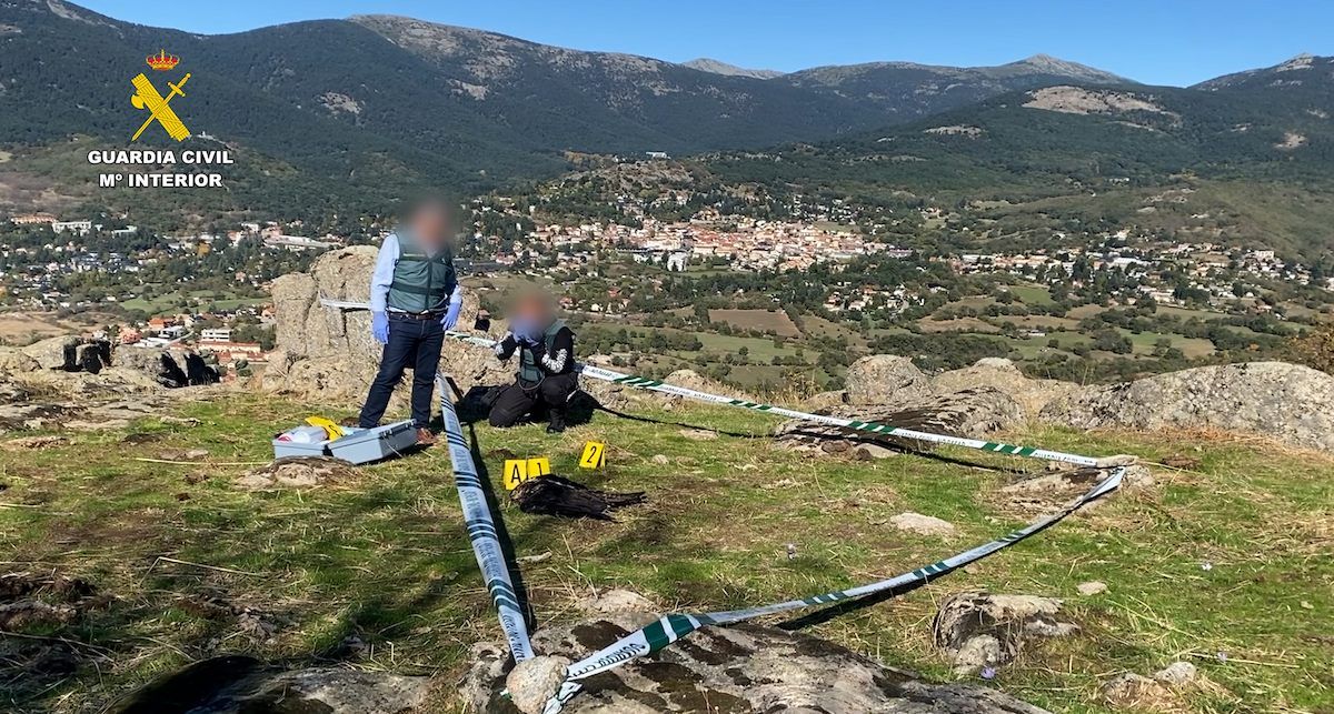 Efectivos del SEPRONA acordonan la zona donde se ha hallado un ejemplar envenenado Efectivos del SEPRONA acordonan la zona donde se ha hallado un ejemplar envenenado