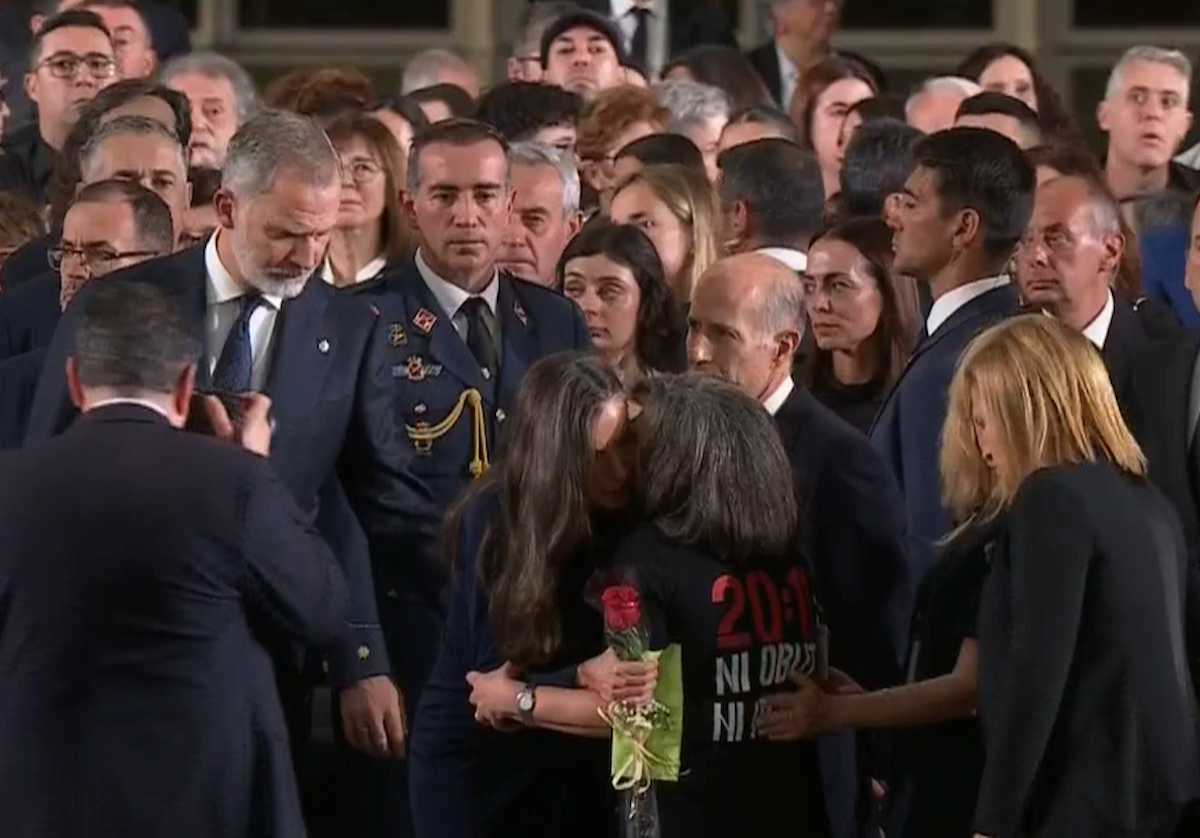 La reina Letizia, ayer durante el funeral de Estado en Valencia