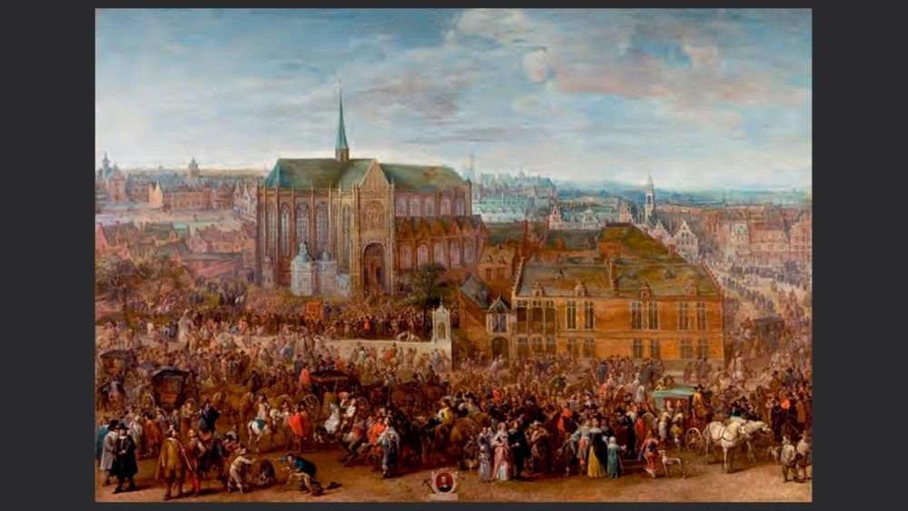 Piete Snayers. 'Fiesta de los ballesteros ante la iglesia de Nuestra Señora de Sablon' (1651). Óleo sobre tabla. ©Colección BBVA