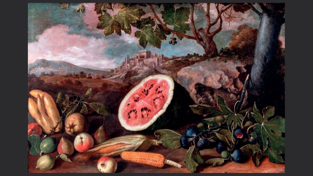 Tomás Yepes. 'Bodegón en un paisaje (sandía)' (1650 1660). Óleo sobre lienzo. ©Colección BBVA