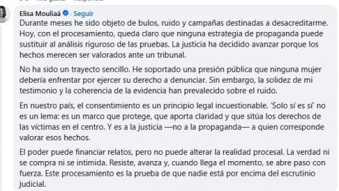 Comentario Elisa Mouliaá en la página de Facebook de Diario Sabemos