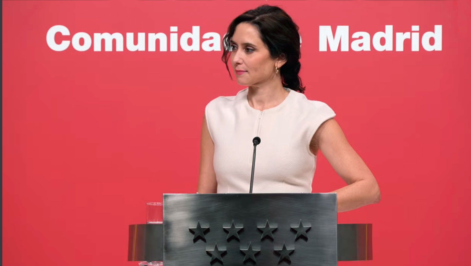 La presidenta de la Comunidad de Madrid, Isabel Díaz Ayuso, hoy, en la Real Casa de Correos, sede del Gobierno regional