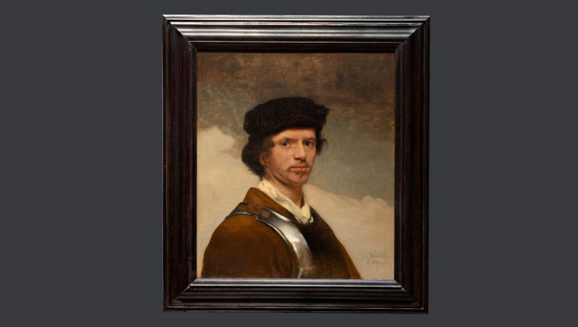 A Young Man in a Fur Cap and a Cuirass (probably a Self Portrait) Carel Fabritius 1622   1654 The National Gallery