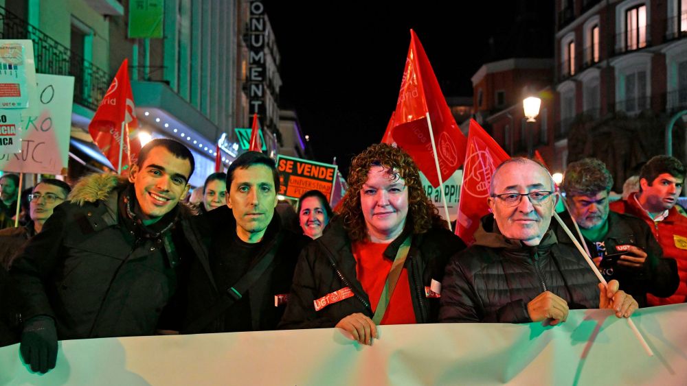 Susana Huertas, secretaria general de UGT Madrid en defensa de la Universidad Pública en la manifestación de ayer 27 de noviembre de 2025, foto Agustín Millán
