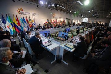 La plenaria de la XXIX Cumbre Iberoamericana de Jefes de Estado y de Gobierno en 2024 en Cuenca, Ecuador