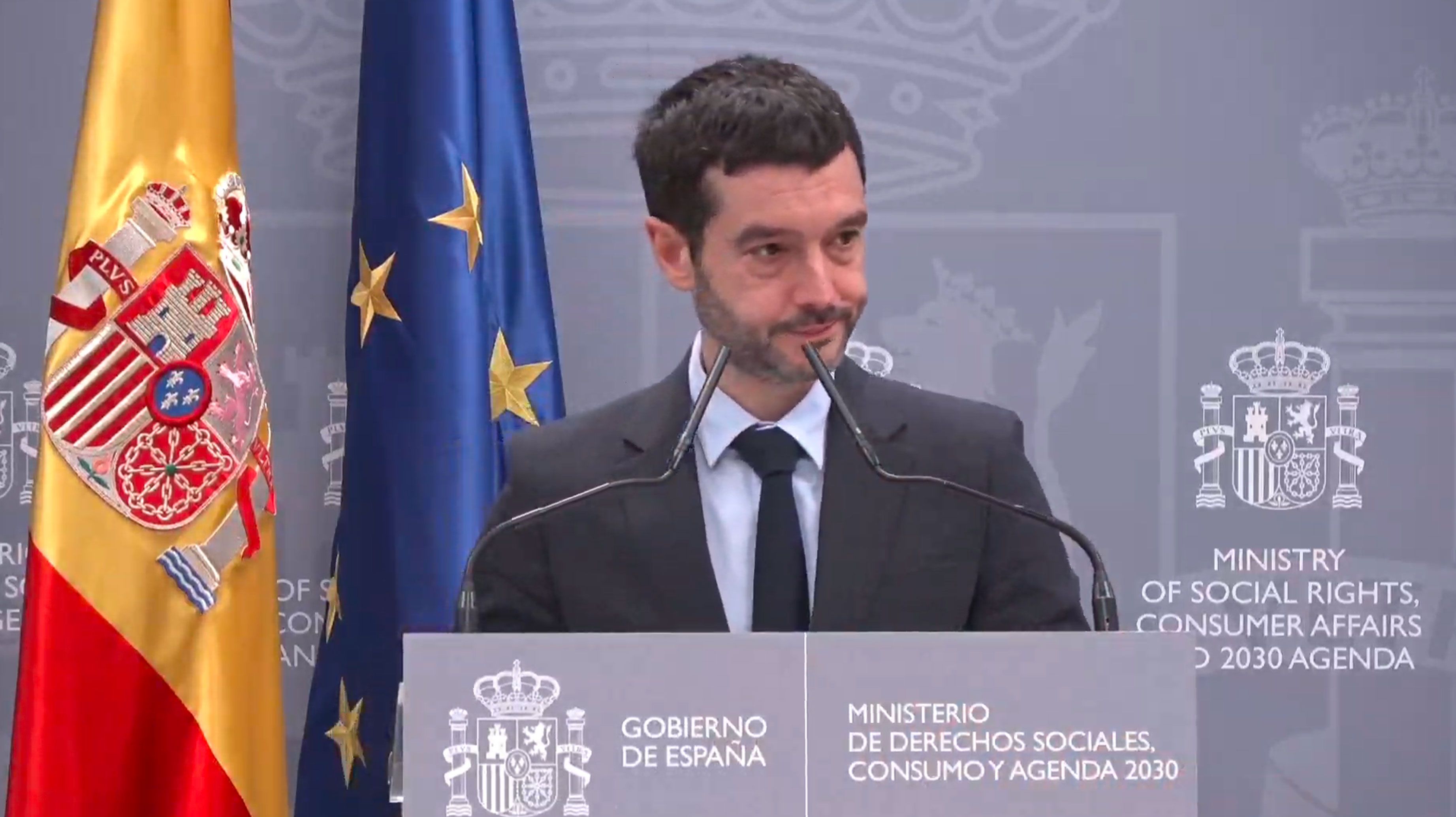 Rueda de prensa del ministro de Derechos Sociales, Consumo y Agenda 2030, Pablo Bustinduy