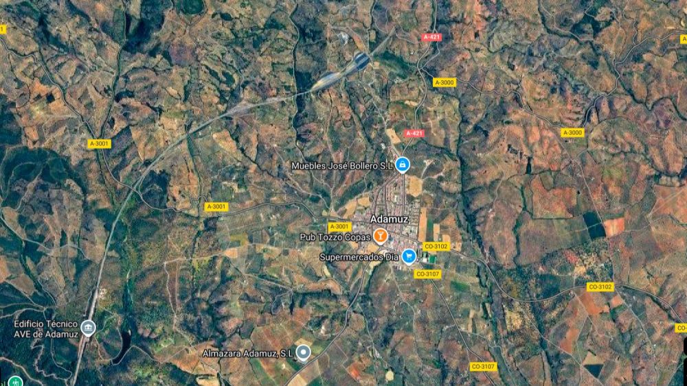 Mapa de Adamuz, lugar del accidente 