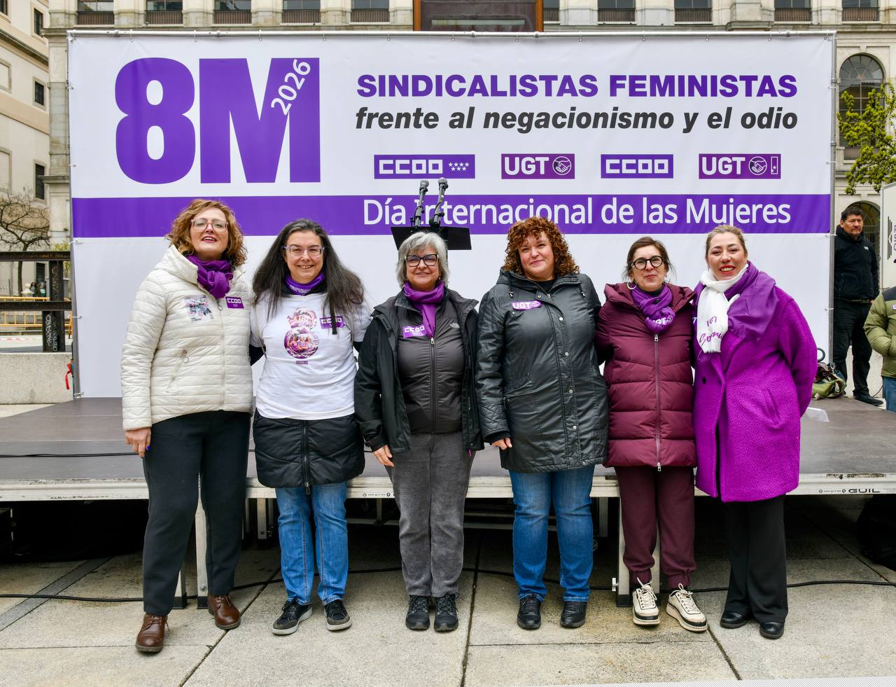 UGT y CCOO asisten al acto sindical por el Día de las Mujeres convocada por la Comisión 8M en Madrid. Foto Agustín Millán