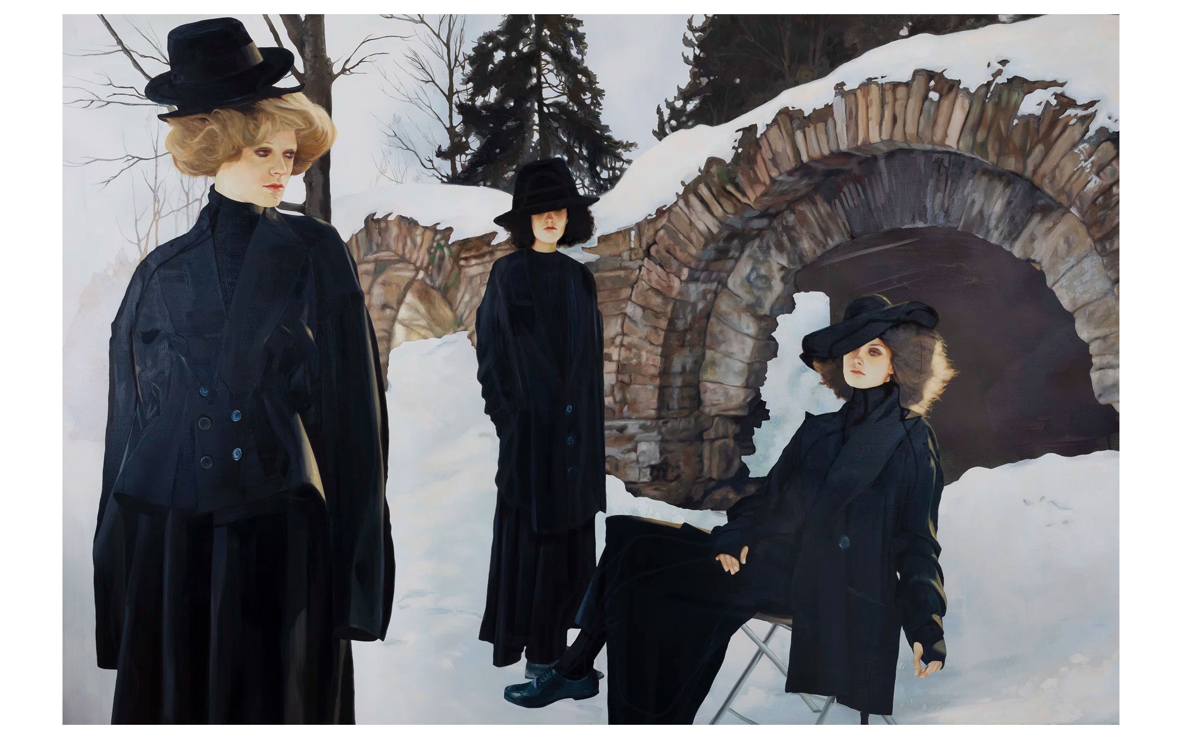 Paulina Olowska, Winter in Saint Petersburg, 2024, Oil on canvas, 185 cm × 275 cm