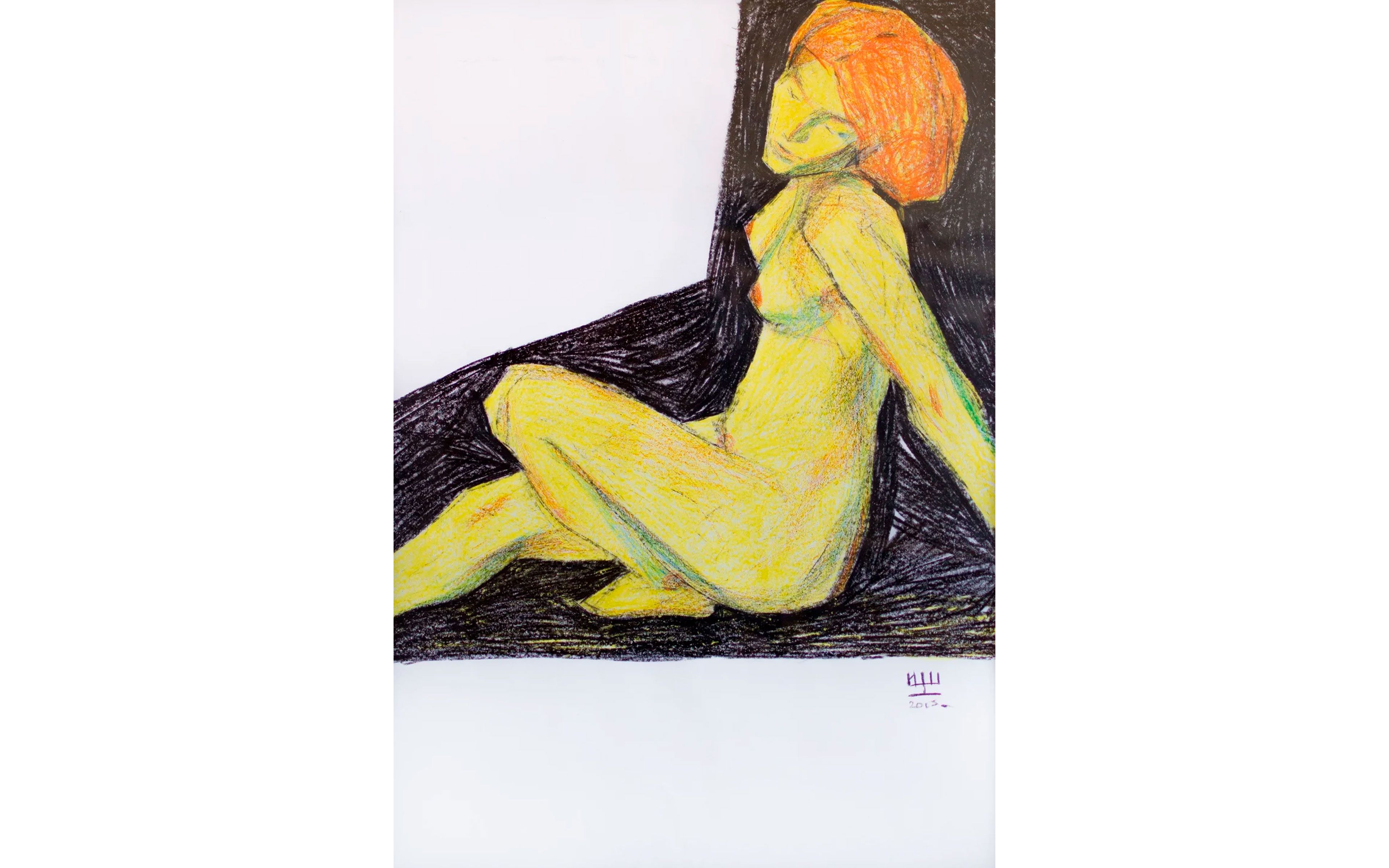 Igor Shcherbakov Yellow figure #2. Graphics. Wax pencil. 61x86cm. 2013.