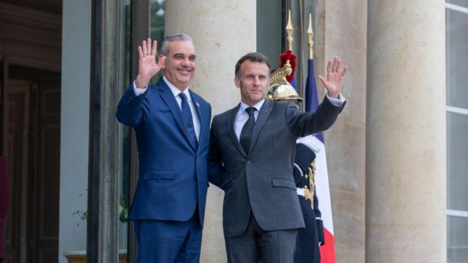 El presidente de la República Dominicana durante su última reunión con Emmanuel Macron